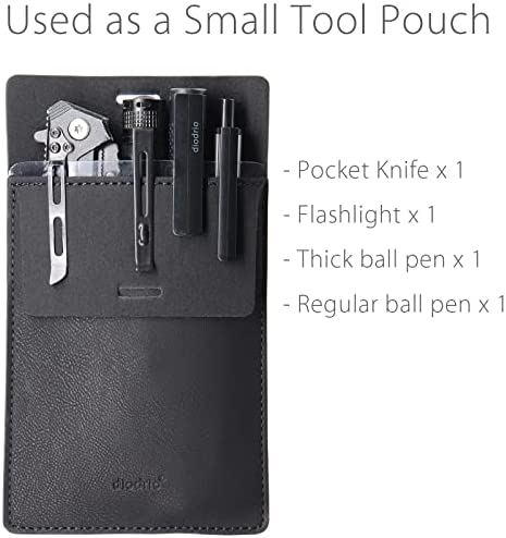 Pocket Protector, Leather Pen Pouch Holder Organizer, for Shirts Lab Coats, Hold 5 Pens, Designed to Keep Pens Inside When Bend Down. No Breaking of Pen Clip. Thick PU Leather, Black, 2 Per Pack.