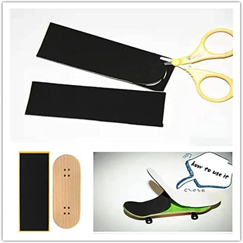 ACFELLE 110mm x 38mm Black Wooden Fingerboard Skateboard Foam Grip Tape Stickers (18)