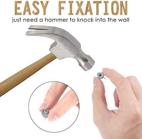 Double Headed Picture Hangers Nails Small Head Thumb Tacks Wall Hanging Picture Photo Hanging Hook Pins for Home Office Hanging Picture Photo Decorations (Silver,25 Pieces)