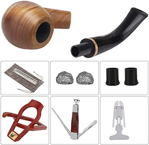 Scotte Tobacco Pipe Set Handmade Wood Smoking Pipe with Accessories and Gift Box