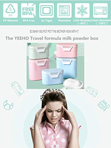 Travel Infant Formula Dispenser Box with Scoop, YEEHO Portable Baby Dry Milk Powder Food Container with Spoon Airtight Storage Easy go Parents Choice Sealed Small Case,Pink