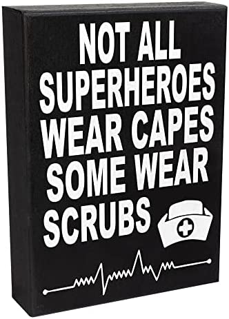 JennyGems Nurse Gifts, Nurse Appreciation, Not All SuperHeroes Wear Capes Some Wear Scrubs, Nurse Signs, Nursing Decor, 6x8 in, Made in USA