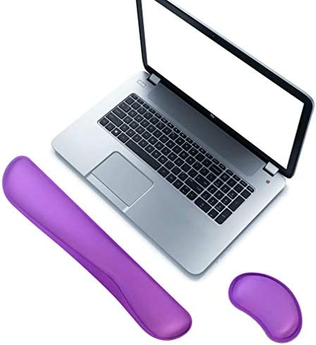 Poualss Memory Foam Set Keyboard and Mouse Wrist Pad Rest,Cushion Support for Office,Gaming,Computer,Laptop and Mac,Pain Relief& Easy Typing (Purple)