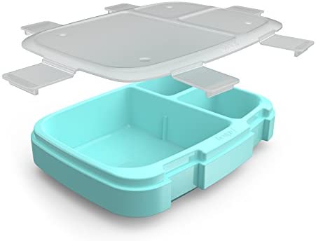 Bentgo Fresh Tray (Aqua) with Transparent Cover - Reusable, BPA-Free, 4-Compartment Meal Prep Container with Built-In Portion Control for Healthy At-Home Meals and On-the-Go Lunches