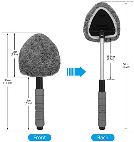 Gven Windshield Cleaning Tool Car Hard to Reach Areas Window Cleaner Wand Microfiber Car Interior Windshield Cleaner with Aluminum Handle& 4 Reusable Cloth/Cover As Seen On TV