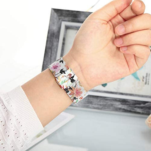TRUMiRR Flower Watch Band for Garmin Venu Sq 2 / Vivomove HR / Vivoactive 3 Women, Mesh Stainless Steel Watchband Quick Release Strap for Garmin Venu 2 Plus / Venu Sq / Forerunner 245 645 Music
