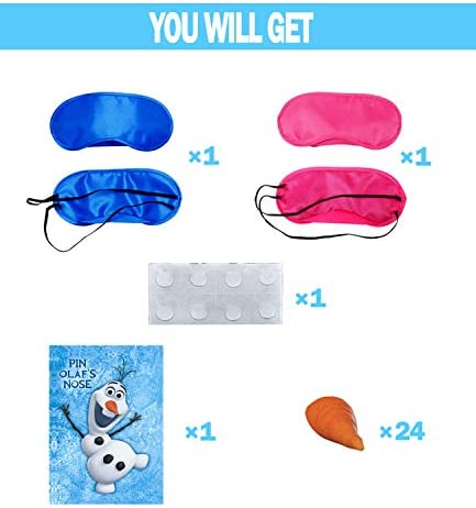 Eazyco Froze Party Supplies, Pin The Nose on Olaf, Froze Party Games, Large Poster 24PCS Nose Stickers for Frozen Theme Birthday Baby Shower Party Favors Decorations