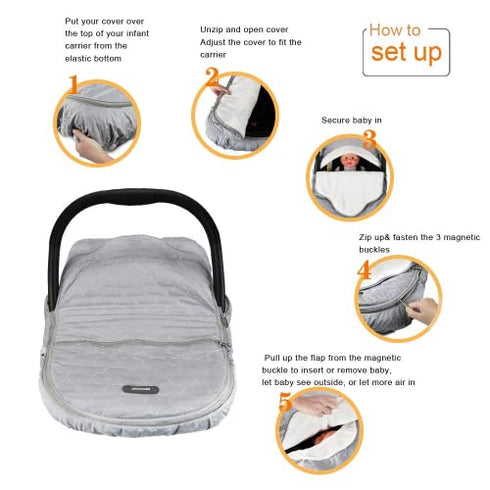 Yoofoss Baby Car Seat Cover Winter Carseat Canopies Cover to Protect Baby from Cold Wind, Super Warm Plush Fleece Baby Carrier Cover for Infant Boys Girls