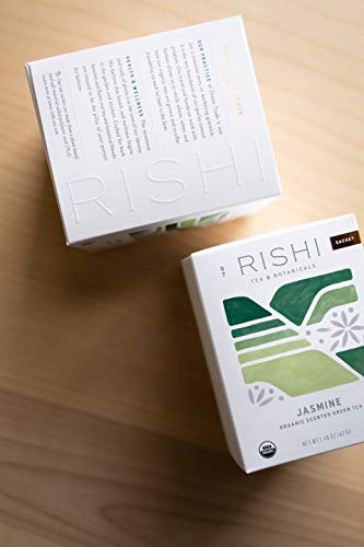 Rishi Tea Jasmine Green Herbal Tea | Organic, Caffeinated, Green Tea Scented, Floral Aroma & Taste | 15 Sachet Bags, 1.48 oz (Pack of 1)