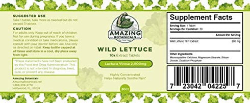Wild Lettuce Extract Tablets 10X (30 Tablets) 2,000MG Each | Lactuca Virosa | Sleep Support | Helps Naturally Soothe Pain