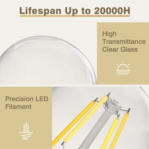 SHINESTAR 6-Pack A19 Clear Led Light Bulbs, E26 Led Bulb 60w, 2700K Warm White, Non-dimmable