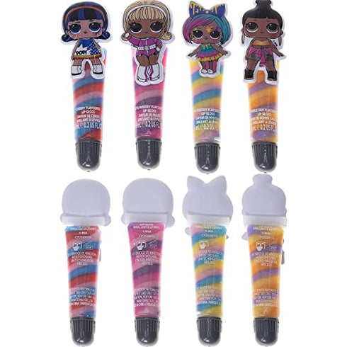Townley Girl L.O.L Surprise Makeup Set with 8 Flavored Lip Glosses for Girls with 1 Surprise Lip Gloss Color and Flavor, Ages 5+