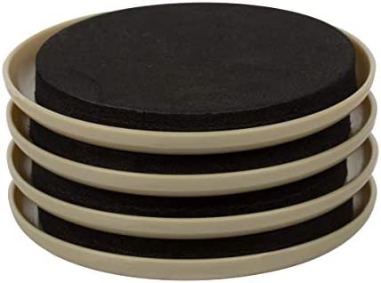 Duck Brand 284857 Plastic Carpet Furniture Sliders, 3.5 inch Width, Round, 4 Pack