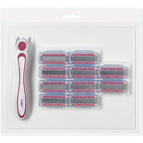 BIC Soleil Click 5 Women's Disposable Razor, Five Blade, 1 Handle and 10 Cartridges, For a Smooth and Close Shave