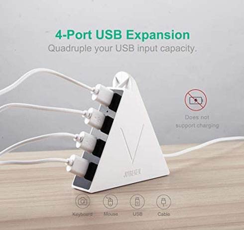 JoyReken 4-Port USB 3.0 Hub, FlyingVHUB Vertical Data USB Hub with 2 ft Extended Cable, for Mac, PC, Xbox One, PS4, PS5, iMac, Surface Pro, XPS, Laptop, Desktop, Flash Drive, Mobile HDD(Pink)