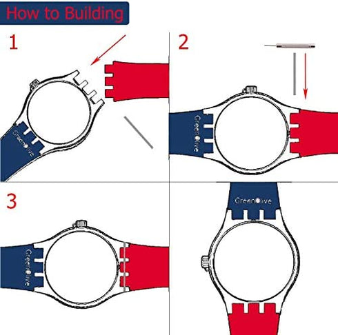OliBoPo Replacement Waterproof Silicone Rubber Watch Strap Watch Band for Swatch (17mm 19mm 20mm) (17mm, Azure)