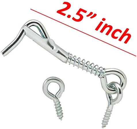 Wideskall Zinc Plated Wire Gate Hook and Eye Latch with Spring Lock (Pack of 4)