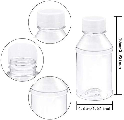 Aneco 20 Pack 4 Ounce Empty Plastic Juice Bottles Reusable Drink Containers with Lids Ideal for Storing Juices, Water and Other Homemade Beverages
