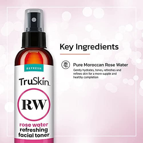 TruSkin Rose Water Facial Toner Spray, Face Care Mist for All Skin Types, Daily Skin Care, 4 fl oz