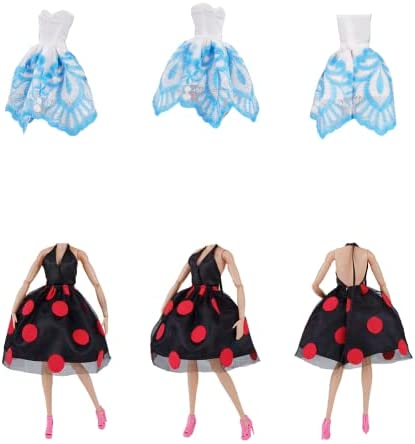 E-TING Lot 15 Items = 5 Sets Fashion Casual Wear Clothes/Outfit with 10 Pair Shoes for Girl Doll Random Style (Casual Wear Clothes + Short Skirt)