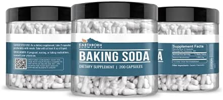 Earthborn Elements Baking Soda Capsules, 200 Capsules, Sodium Bicarbonate Antacid