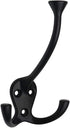 HARPOON 5 Pack Heavy Duty Three Flared Prongs Coat Hooks, Wall Mounted with 15 Screws, Retro Tri-Hook, Utility Hooks for Scarf, Bag, Towel, Key, Cap, Cup, Hat (Black)
