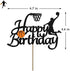 Vivicraft Basketball Theme Cake Topper for Boy Birthday Decorations, Double Sided Glittery Happy Birthday Basketball Cake Toppers for Party Supplies (1pcs, Black)