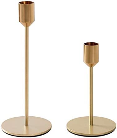 BWRMHME New Modern Metal Gold Candlestick Holders Wedding Decoration Skinny Tapered Candlestick Holder Home Decor Bar Party Candle Holders (S+L)