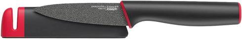 Joseph Joseph Slice & Sharpen 6" Chef's Knive and 3.5" Paring Knife with Sharpening Protective Sheaths, Black