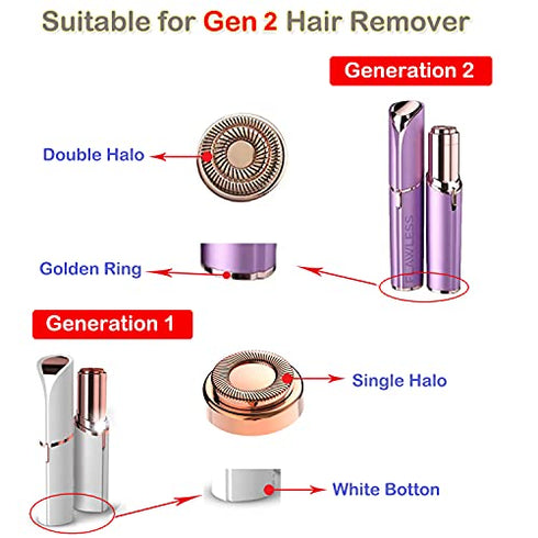 Upgrade Generation 2 Facial Hair Remover Replacement Heads, Perfect for Finishing Touch Flawless Gen 2 Hair Remover As Seen On TV, 18K Gold-Plated Rose Gold, 2 Count