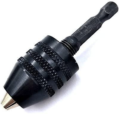 0.3-6.5mm Keyless Drill Chuck Conversion Tool,Adapter? 3-Jaw Drill Chuck Screwdriver Adapter with Quick-change 1/4" Hex Shank?1pcs black