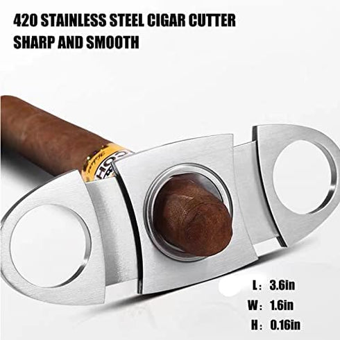 Bbsisgo Torch Lighter, Cigar Cutter and Lighter Set, Double Jet Flame Butane Lighter with Visible Window, Refillable Windproof Lighter, Gifts for Men(Sold Without Gas) (Silver)