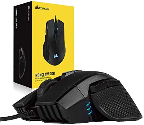 Corsair Ironclaw RGB - FPS and MOBA Gaming Mouse - 18,000 DPI Optical Sensor - Backlit RGB LED, Black