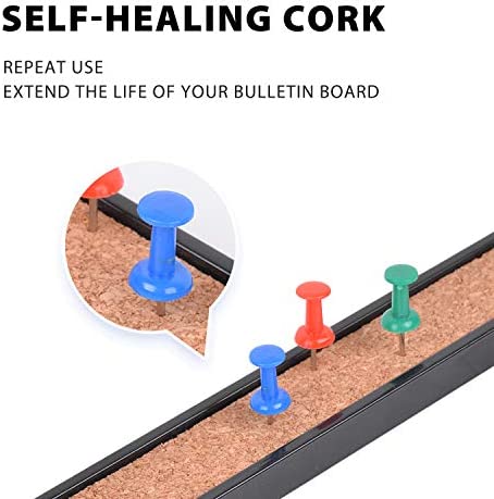 Corksidol Bulletin Bar Strip, Cork Board, 15" x 1", Classroom, Office, Cubicle, Aluminum Frame (Black)