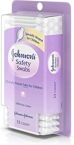 Johnson's 008256OurBundle Non-Chlorine Bleached Safety Ear Swabs for Babies and Children, 55 ct ( Pack of 2)