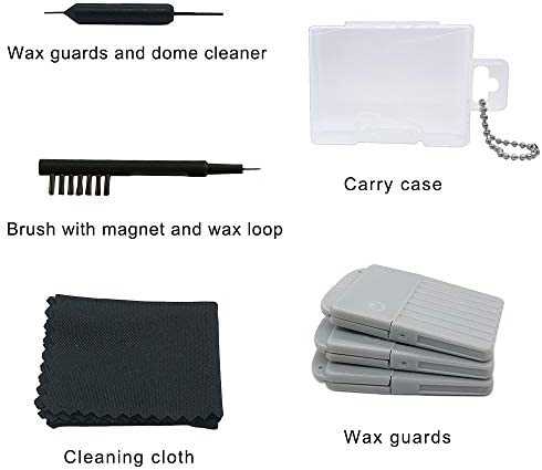 Hearing aid wax guards filters Cerumen stop Wax traps for Phonak, Unitron, Widex hearing aids cleaner with cleaning brush kit tools and carry case – 3Packs/24 Filters
