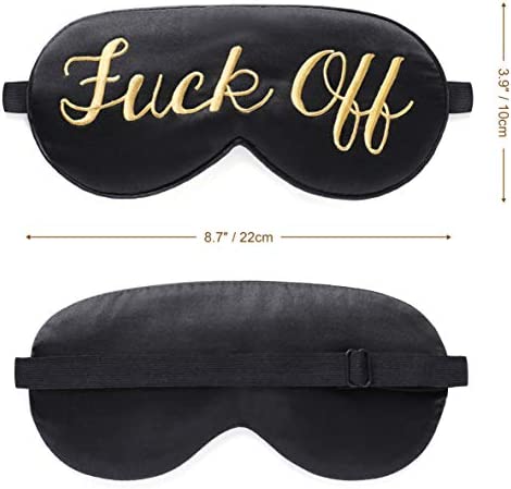 Coucoland Funny Silk Satin Sleeping Eye Mask Eye Cover for Sleep Adjustable Head Straps with Two Ear Plugs (Gold)