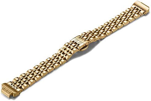 Shangpule Compatible with Fitbit Inspire HR / Inspire 2 / Inspire Bands , Stainless Steel Metal Replacement Wrist Band for Fitbit Inspire Women Man Large Small (Gold)