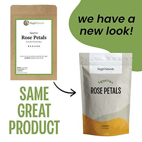 Red Rose Petals, Dried | Culinary Grade A | Egyptian fields in Faiyum | 4 Ounces (Quarter Pound)