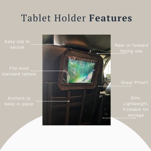 Tablet Holder for Rear and Forward Facing Children. Slim, Lightweight and Perfect for When Using A Rear Facing Mirror.