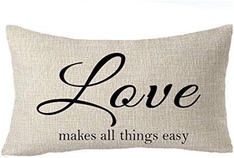 FELENIW Set of 4 Faith Love Hope Family Believe Blessed Living Learning Working Encourage Quote Cotton Linen Decorative Throw Pillow Cover Cushion Case Lumbar 12x20 inches