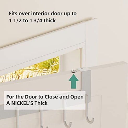 UDENIS Over Door Hook,Over Door Heavy Duty Metal Long Hanger,Bath,Bedroom,Dorm,Closet,Office Over Door Organizer,Screwless Back of Door Hook for Coat,Hat,Purse,Bagpack,Clothing,Jacket (Silver)