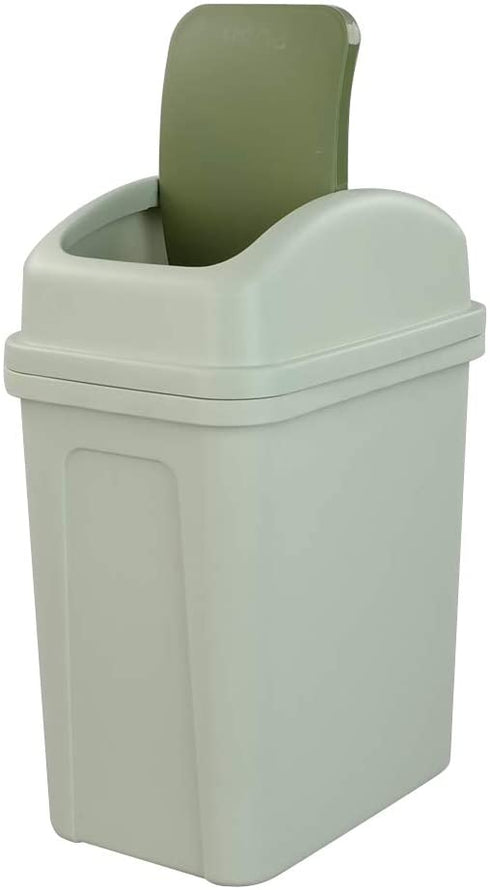 Asking 1.8 Gallon Small Trash Can with Swing-top Lid, Plastic Garbage Bin, Green