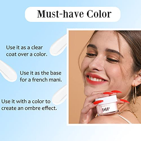 AZUREBEAUTY Clear Dip Powder Nail, Basic Transparent Nail Dipping Powder Crystal French Dip Nails Acrylic Nail Dip Art Starter Manicure Beginner DIY Salon Home Gift, No Need Lamp, 1 Oz/28g