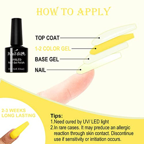 NAILGIL Gel Nail Polish Set- Pastel Gel Polish Kit Pink Yellow Orange Collection Autumn Winter Gel Polish Nail Art Valentine Gift
