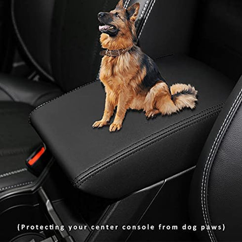 INTGET Car Center Console Armrest Cover for Subaru Forester Accessories 2019 2020 2021 2022 2023 Leather Middle Arm Rest Box Lid Cover Seat Pad Protector(Black)