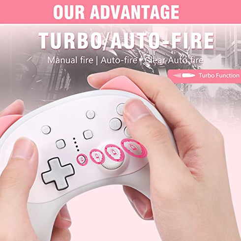 IINE Cat Controller for Nintendo Switch Cute Wireless Pro Controller,Kawaii Game Accessories,White