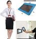 Lucstar Professional ID Badge Holder with Clip Lanyard Horizontal,Genuine Leather Badge Holder Heavy Duty, Clear Window Coach Name Holder for Women Men Work Student ID, Nurse Company(Azure)