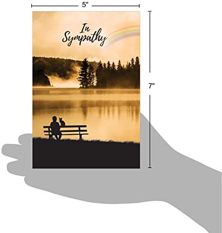 The Best Card Company - Pet Sympathy Card with Envelope - Animal Bereavement, Sorry for Loss - Sympathy Rainbow Cat C7219PSG