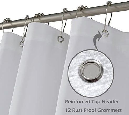 N&Y HOME Fabric Shower Curtain or Liner 36 x 72 Inches Bath Stall Size with 2 Bottom Magnets, Hotel Quality, Washable, Water Repellent, White Spa Bathroom Curtains with Grommets, 36x72